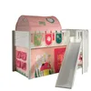 Image de Vipack Scott Lit Mezzanine Toboggan et Rideau Spring, Tunnel et S 3 Sacs Rangement, Blanc, 90 x 200 cm