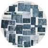 Image de Tapis de Salon tissé Plat Lucia - Craft Collection - Ice Blue - 140 x 140 cm - Design Cubisme Rétro, Effet Bouclette Moderne, Texture Douce et Moelleuse, Équilibre Géométrique