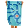 Image de Quut - Serviette de Plage/Piscine Enfant avec Jeu - en Microfibre Séchage Ultra Rapide, sans Sable - Compacte, Légère (Circuit, M - 140 x 70cm)