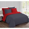 Image de Vision Parure de Lit Réversible 100% Coton Lit Double - Rouge Anthracite | 1 Housse de Couette (240x220 cm) + 2 Taies d'oreiller (65x65 cm) | 57 Fils/cm² | Doux et Confortable | Certifié Oeko-Tex
