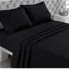 Image de VISION - Drap Plat - 100% Coton - Coloris: Noir - 270 x 300cm - Lit Double - Fibres Naturelles et Tissage serré: Tissu Doux et Souple - Cértifié Oeko-Tex