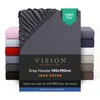 Image de Vision Drap Housse - 100% Coton Lit Double (140x190cm) - Gris Anthracite | Coins Élastiqués | Tissage Serré: Doux | Convient aux Matelas Jusqu’à 25cm | Lavable en Machine | Certifié Oeko-Tex