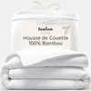 Image de Bambaw Housse de Couette Bambou 220x240 cm, Draps Rafraichissant, Anti Acarien et Anti Allergie, Drap en Bambou Respirant, Housse de Couette Douce, pour Été et Hiver, pour 2 Personnes (Blanc)