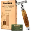 Image de Bambaw Rasoir de Sécurité Femme & Homme avec 5x Lame Rasoir de Sureté de Rechange, Pour un Rasage Femme Précis et Confortable au Résultat Impeccable (Bambou Large Argenté)