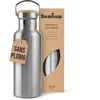 Image de Bambaw Gourde 750 ml Isotherme, Bouteille Isotherme Homme & Femme, Gourde Acier Inoxydable Réutilisable & Durable, Tient dans un Porte-Gobelet, Idéale pour les Voyages & le Sport (Acier Naturel)