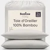 Image de Bambaw Taie Oreiller Bambou 65x65 cm, Lot de 2, Taie d'oreiller Rectangulaire Hypoallergénique, Drap en Bambou, Anti Acariens Literie, Drap Refroidissant et Thermorégulateur (Gris)