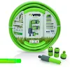Image de VITO - Tuyau d'arrosage Jardin PVC renforcé 10 m diam 15mm Lance Multi Jet + 2 raccords + Nez de Robinet