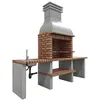 Image de MOVELAR - Barbecue préfabriqué à bois et charbon de bois en béton réfractaire modèle Altea (Gris, Orange - 268 x 70 x 255 cm) REF: M00042 - Cuisine d’extérieur avec évier pour terrasse et jardin