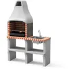 Image de MOVELAR - Barbecue préfabriqué à bois et charbon en béton réfractaire modèle New Iberia Plus XL avec évier et support latéral (Gris, Orange - 128 x 47 x 190 cm) REF: M00050 - Cuisine extérieure jardin