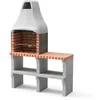 Image de MOVELAR - Barbecue préfabriqué à bois et charbon en béton réfractaire modèle New Iberia Plus XL avec mini support latéral (Gris, Orange - 128 x 47 x 190 cm) REF: M00196 - Cuisine extérieure jardin