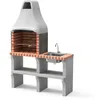 Image de MOVELAR - Barbecue préfabriqué à bois et charbon en béton réfractaire modèle New Iberia Plus XL avec évier et support latéral (Gris, Orange - 128 x 47 x 190 cm) REF: M00197 - Cuisine extérieure jardin