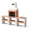Image de MOVELAR - Barbecue préfabriqué à bois et charbon en béton réfractaire modèle Pack 1 Nazca Orange - Cuisine extérieure pour jardin ou patio REF: M00353