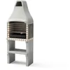 Image de MOVELAR - Barbecue préfabriqué à bois et charbon en béton réfractaire modèle New Iberia Plus XL (Gris, Orange - 69 x 47 x 190 cm) REF: M00366 - Cuisine extérieure pour jardin ou patio