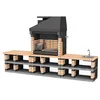 Image de MAESTRO FERRETERO MOVELAR - Barbecue préfabriqué à Bois et Charbon en béton réfractaire modèle Pack 2 Pan America Orange (Brique Orange, Gris) - Cuisine extérieure pour Jardin ou Patio REF: M00381