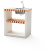 Image de MOVELAR - Évier et robinet banc Nola pour barbecue de chantier préfabriqué (blanc, orange, 70 x 47 x 47 cm) - Utilisation en extérieur