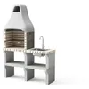 Image de MOVELAR - Barbecue préfabriqué à bois et charbon en béton réfractaire modèle New Iberia Plus XL avec évier et support latéral (Gris, Beige - 128 x 47 x 190 cm) REF: M00467 - Cuisine extérieure jardin