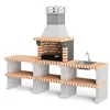 Image de MOVELAR - Barbecue préfabriqué à bois et charbon en béton réfractaire modèle Pack 1 Liz Plus XL Outdoor Kitchen (Gris, Orange - 228 x 58 x 210 cm) REF: M00482 - Cuisine extérieure pour jardin ou patio