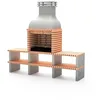 Image de MOVELAR - Barbecue préfabriqué à bois et charbon de bois Modèle Altea Plus (Gris, Orange - 268 x 70 x 255 cm) REF : M00483 - Usage Extérieur