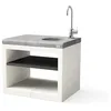 Image de MAESTRO FERRETERO TUOZI Kitaway Module support avec lavabo et robinet pour barbecue de chantier préfabriqué Blanc/gris 84 x 63 x 63 cm