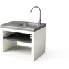 Image de TUOZI - Module support KITAWAY avec lavabo et robinet en acier inoxydable pour barbecue de chantier préfabriqué (blanc, gris, 84 x 63 x 63 cm) - Utilisation en extérieur