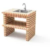 Image de MOVELAR - Module Luxor avec support latéral pour lavabo et robinet pour barbecue de chantier préfabriqué (gris, orange, 94 x 70 x 70 cm) - Utilisation en extérieur