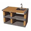 Image de MAESTRO FERRETERO MOVELAR - Module de béquille latérale Pan America avec lavabo et robinet pour barbecue de chantier préfabriqué (gris, orange, 120 x 70 x 70 cm) - Utilisation en extérieur