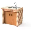 Image de MOVELAR - Module Luxor lavabo et robinetterie/portes pour barbecue de construction préfabriquée (gris, orange, 94 x 70 x 70 cm) - Utilisation en extérieur
