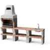 Image de MOVELAR - Barbecue préfabriqué pour bois et charbon modèle PALERMO (gris/terre cuite - 259 x 58 x 220 cm) Réf : M00900 - Utilisation en extérieur