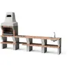 Image de MOVELAR - Barbecue préfabriqué pour bois et charbon modèle PALERMO (gris/terre cuite - 346 x 58 x 220 cm) Réf : M00901 - Utilisation en extérieur