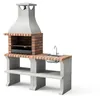 Image de MOVELAR - Barbecue préfabriqué pour bois de chauffage et charbon modèle pack 2 RAGUSA (gris/terre cuite - 152 x 58 x 207 cm) Réf : M00903 - Utilisation en extérieur