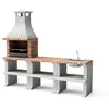 Image de MOVELAR - Barbecue préfabriqué pour bois et charbon modèle pack 3 RAGUSA (gris/terre cuite - 228 x 58 x 207 cm) Réf : M00904 - Utilisation en extérieur