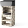 Image de MOVELAR - Barbecue de chantier préfabriqué pour bois et charbon Modèle Volterra (gris/beige - 94 x 70 x 213 cm) Réf : M00925 - Utilisation en extérieur