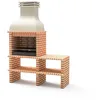 Image de MOVELAR - Barbecue de chantier préfabriqué pour bois et charbon modèle Benhaddou Plus avec chevalet latéral complet et bras (orange/beige - 178 x 70 x 262 cm) Réf : M01031 - Utilisation en extérieur
