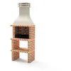 Image de MOVELAR - Barbecue préfabriqué pour bois et charbon modèle TAOS PLUS Orange/beige - 76 x 58 x 214 cm Réf : M01140 - Utilisation en extérieur
