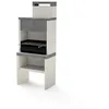 Image de TUOZI - Barbecue fixe pour bois et charbon modèle PLAN 1 MAX (Gris/Blanc - 78 x 47 x 192 cm) REF: 8041 - Format XL, parfait extérieur
