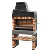 Image de MOVELAR - Barbecue préfabriqué à bois et charbon en béton réfractaire modèle California Plus XL (Gris, Orange - 110 x 64 x 225 cm) REF: M00136 - Cuisine extérieure avec grande grille inox