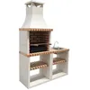 Image de MOVELAR - Barbecue préfabriqué à bois et charbon en béton réfractaire modèle Nola Plus avec évier et support latéral (Beige, Orange - 141 x 47 x 221 cm) REF: M00141 - Cuisine extérieure jardin