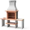 Image de MOVELAR - Barbecue préfabriqué à bois et charbon en béton réfractaire modèle New Azores Plus XL (Gris/Orange - 210x81x250 cm) REF: 3509/4 - Cuisine extérieure avec grille zinguée et supports latéraux