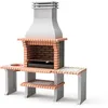 Image de MOVELAR - Barbecue préfabriqué à bois et charbon en béton réfractaire modèle New Azores Plus XL (Gris, Orange - 210x81x250 cm) REF: 3509/5 - Cuisine extérieure avec grille zinguée et support latéral