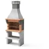 Image de MOVELAR - Barbecue préfabriqué à bois et charbon en béton réfractaire modèle Maipu XL (Gris, Orange - 86,5 x 58 x 245 cm) REF: 3531/2 - Cuisine extérieure avec grille dentelée pour jardin ou terrasse