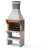 Image de MOVELAR - Barbecue préfabriqué à bois et charbon en béton réfractaire modèle Maipu XL (Gris, Orange - 86,5 x 58 x 245 cm) REF: 3531/3 - Cuisine extérieure avec grille dentelée pour jardin ou terrasse