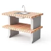 Image de MAESTRO FERRETERO MOVELAR - Béquille latérale du module Madeira Plus pour barbecue de construction préfabriquée (gris, orange, 101 x 70 x 70 cm) - Utilisation en extérieur