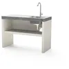 Image de TUOZI - Module support PLAN/VENIT 2 lavabo/robinet pour barbecue de chantier préfabriqué (blanc, gris, 110 x 47 x 47 cm) - Utilisation en extérieur