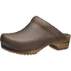 Image de Sanita Chrissy | Sabots Ouverts | Produit Original Fabriqué à la Main pour Femme | Sabots en Cuir avec Semelle en Bois | Marron foncé | 36 EU