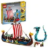 Image de LEGO 31132 Creator 3-en-1 Le Bateau Viking et Le Serpent de Midgard: Set Transformable en Maison avec Dragon ou Loup, Jouet Multifonction Stimulant l'Imagination, Idée Cadeau pour Enfants