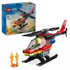 Image de LEGO® 60411 City L’Hélicoptère de Secours des Pompiers Jouet avec Minifigurines de Pilote Pompier Cadeau pour Enfants