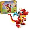 Image de LEGO Creator 3-en-1 Le Dragon Rouge, Jouet avec 3 Figurines d'animaux, Dont Un Dragon Rouge, Un Poisson et Un Phénix, Set Animaux pour Enfants, Cadeau pour Garçons et Filles, Dès 6 Ans 31145