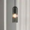 Image de Nordlux Suspension Miella, verre strié, gris fumé/noir