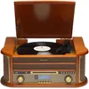 Image de Denver MRD-51 Chaîne Musicale rétro avec Platine Vinyle, Dab+/FM, CD, Cassette, USB, AUX, Enregistrement MP3, Bois