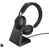 Image de Jabra Evolve2 65 Casque PC Sans Fil avec Station de Charge - Casque Audio Certifié UC Anti-Bruit avec Batterie Longue Durée - Adaptateur Bluetooth USB-C - Noir